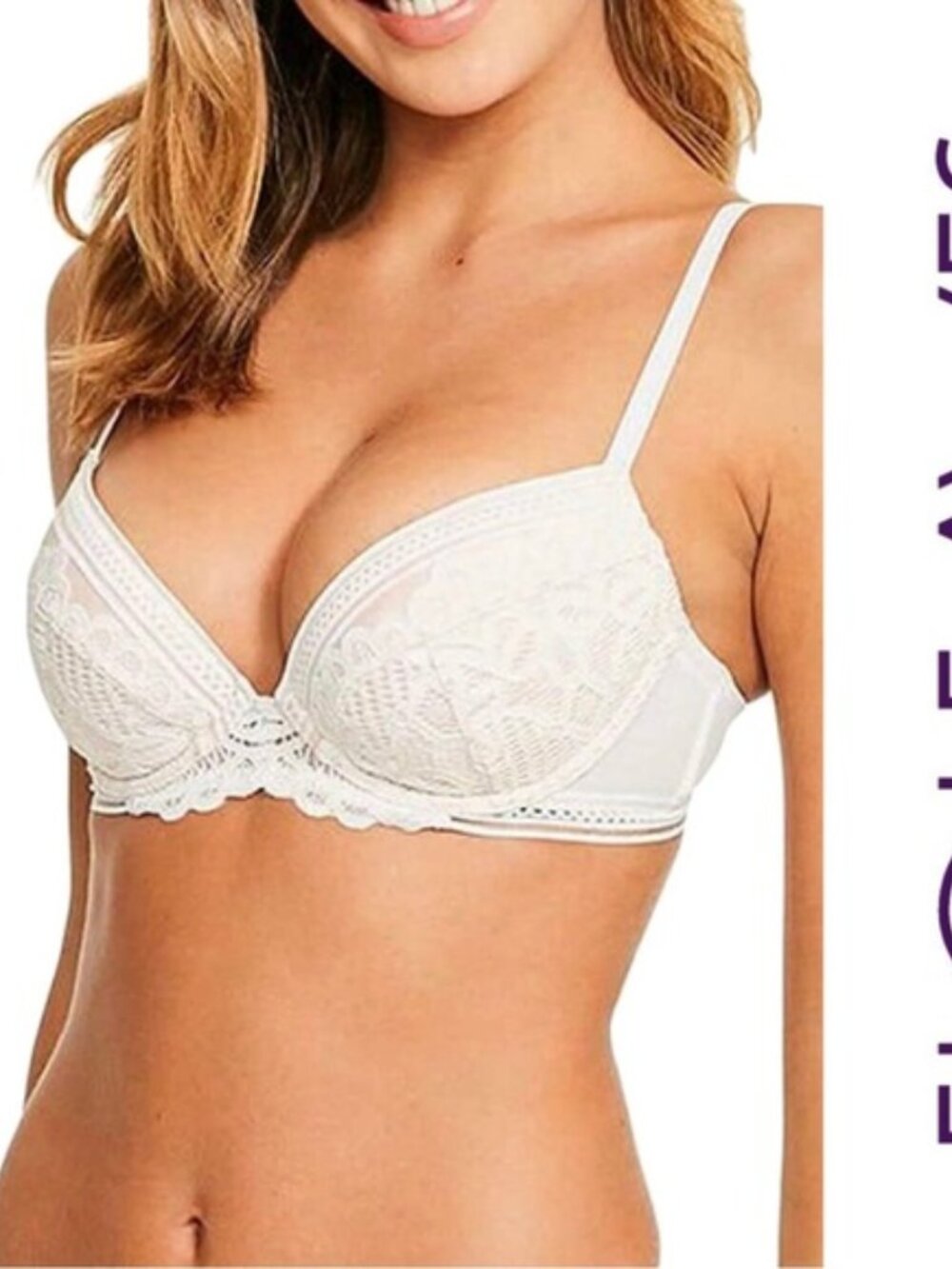 ASOS X Figleaves | Cream Harper Lace Plunge Bra | Size 32F